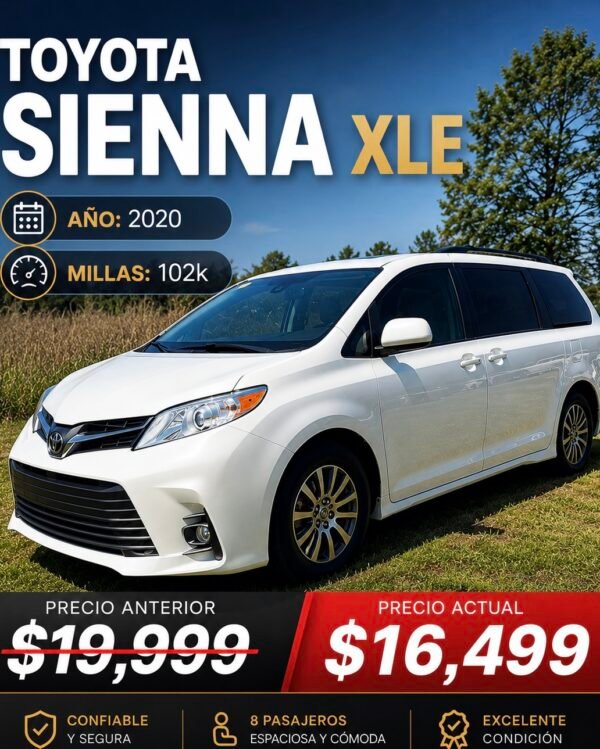 2020 TOYOTA SIENNA XLE | 102K MILES